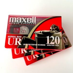 Maxell 3 New Sealed Blank Audio Cassettes Normal Bias UR 120 Minutes